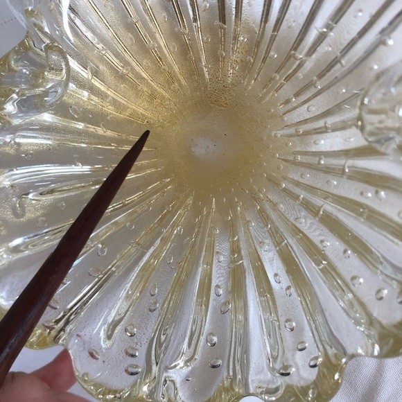 Hand Blown Glass Bowl with Gold Accents - Picture 15 of 16